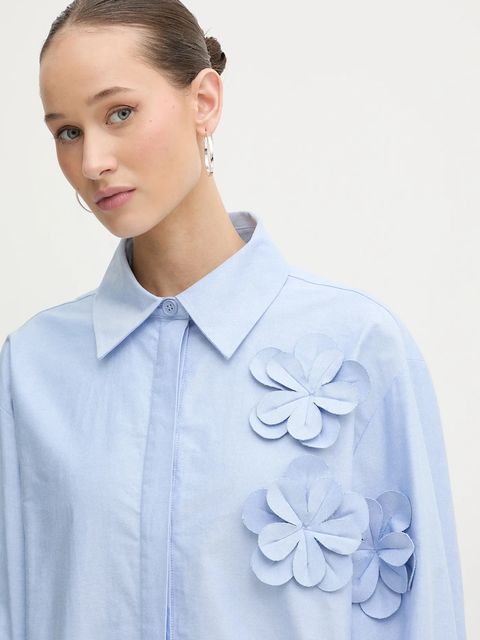 Stine Goya koszula bawełniana damska kolor niebieski relaxed z kołnierzykiem klasycznym SG-PS26-T138-2464