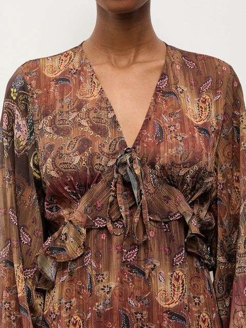 Answear.LAB sukienka kolor brązowy maxi rozkloszowana