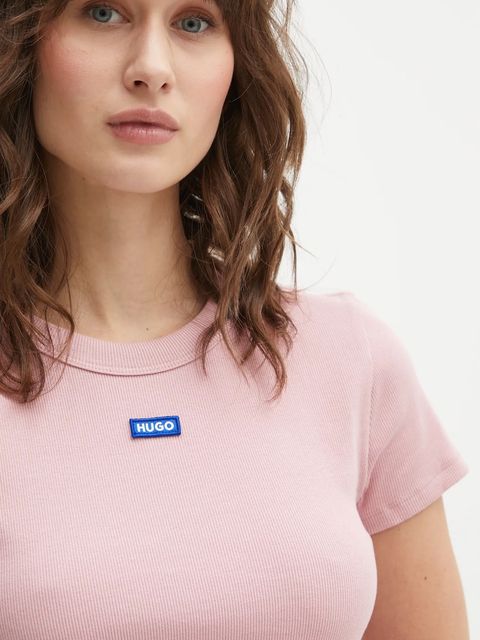 Hugo Blue t-shirt Baby Tee_B damski kolor różowy 50510749
