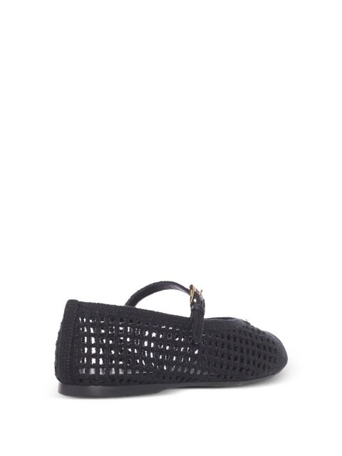 Prada crochet logo-plaque ballet flats - Black