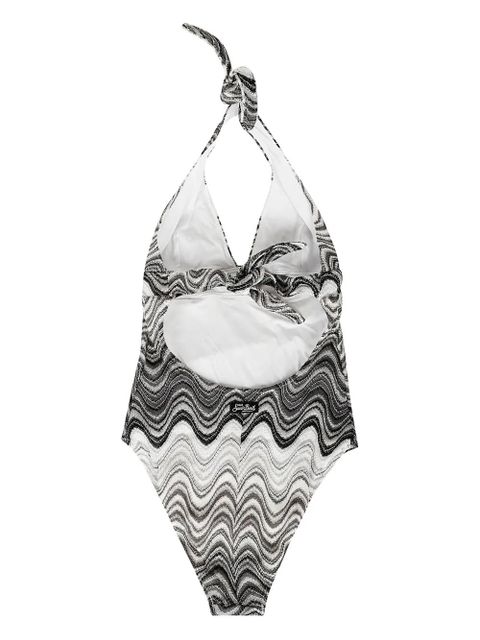 MC2 Saint Barth Marilyn wave-pattern halter swimsuit - Black - zdjęcie produktu nr 2