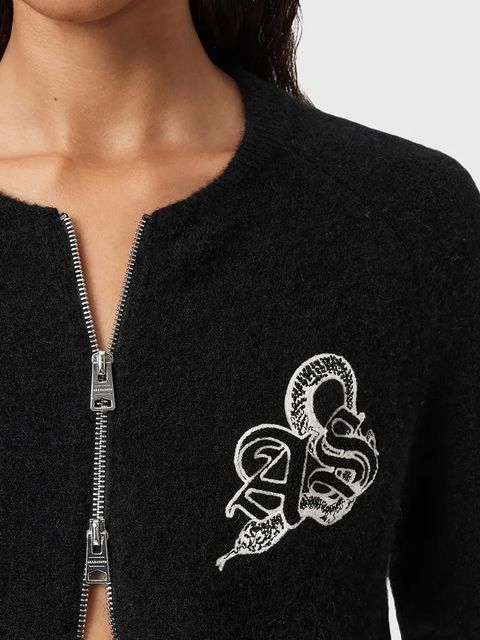 AllSaints kardigan z dodatkiem wełny JAQUELINE kolor czarny W042KD - zdjęcie produktu nr 2