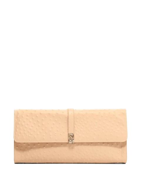 LouLou de Saison MOHINI ostrich-effect leather clutch bag - Neutrals - zdjęcie produktu nr 1
