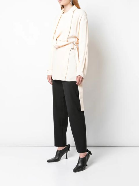 Proenza Schouler crepe long sleeve wrap top - Orange