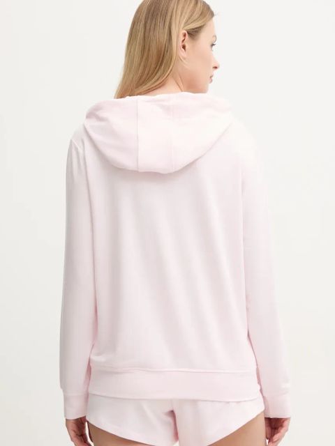 Guess bluza LUCIA damska kolor różowy z kapturem z aplikacją O5GQ00 KCQP2