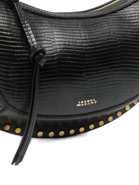 ISABEL MARANT Oskan lizard-effect studded shoulder bag - Black