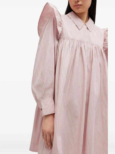 GANNI ruffled striped mini dress - Pink