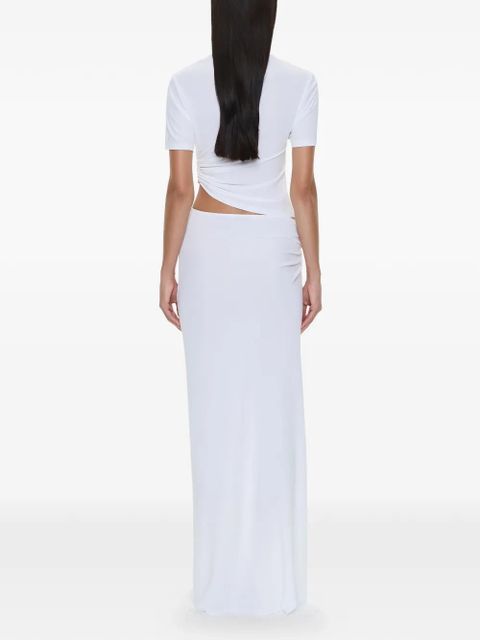 Christopher Esber quartz buckle cascade maxi skirt - White