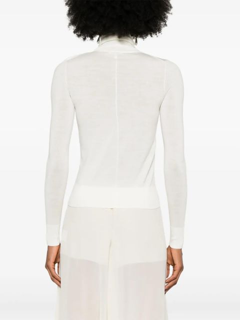 Chloé logo-embroidered roll-neck jumper - White