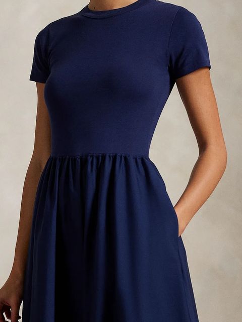 Polo Ralph Lauren sukienka bawełniana kolor granatowy maxi rozkloszowana 211966311