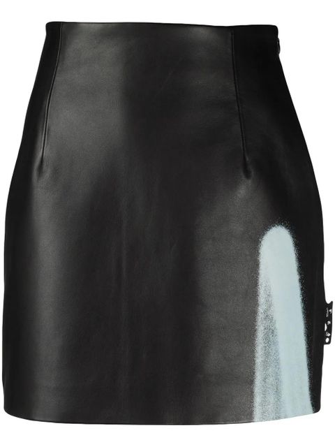 Off-White graffiti detail mini leather skirt - BLACK WHITE - zdjęcie produktu nr 1