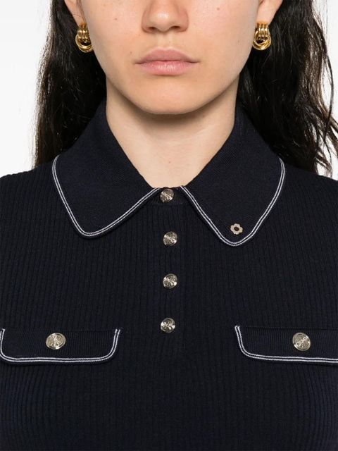 Maje contrast-trim polo shirt - Blue