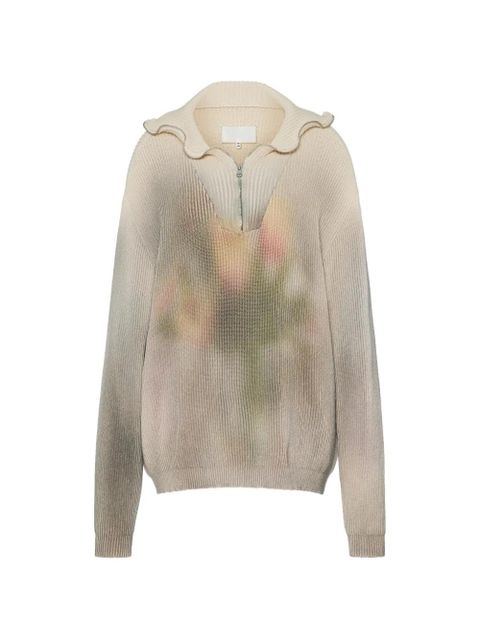 Maison Margiela floral zip knit sweater - Neutrals - zdjęcie produktu nr 1