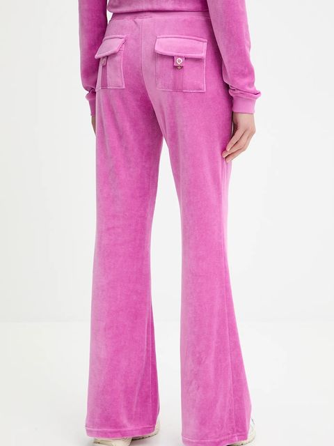 Juicy Couture spodnie dresowe welurowe CAISA LOW RISE PANT damskie kolor różowy gładkie JCSEBJ008G