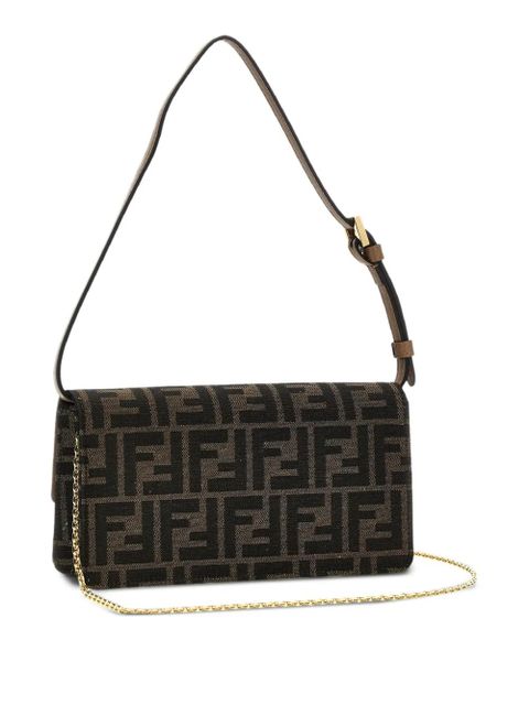 FENDI FF Baguette jacquard flap wallet - Brown