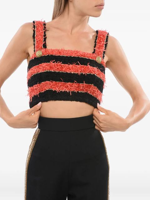Balmain striped-pattern tweed top - Black