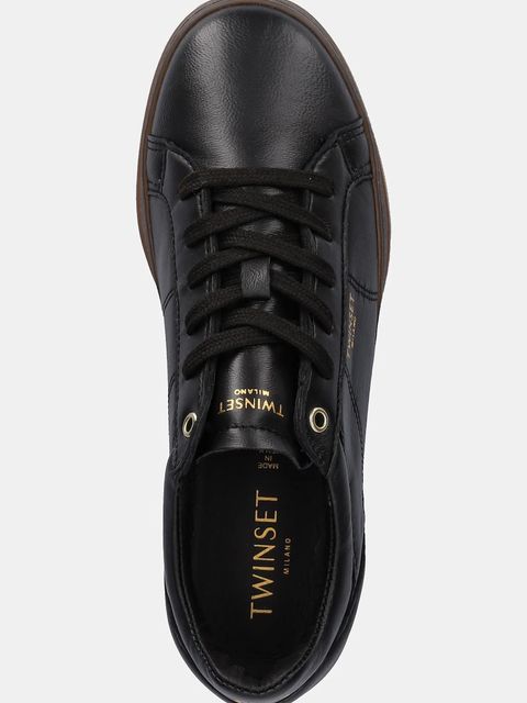 Twinset sneakersy skórzane damskie kolor czarny 252TGT024