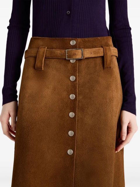 Prada button-front suede skirt - Brown