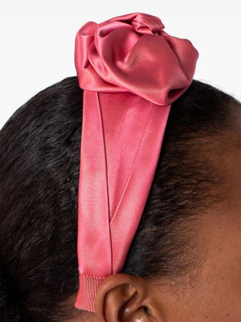 Jennifer Behr Rosalina floral-appliquéd silk headband - Pink