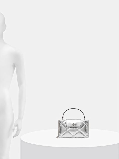 Tory Burch torebka skórzana Kira Diamond kolor srebrny 174998-040