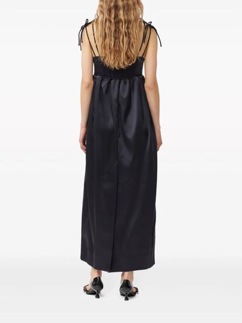 GANNI sleeveless satin maxi dress - Black