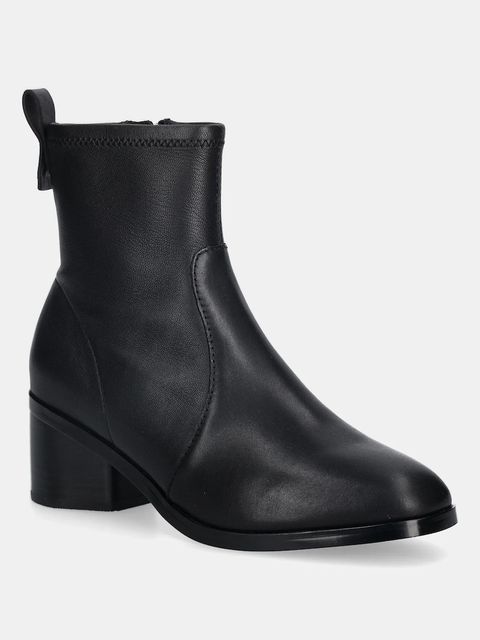Tommy Hilfiger botki skórzane TH STRETCH LEATHER BOOTIE damskie kolor czarny na słupku FW0FW08860 - zdjęcie produktu nr 1