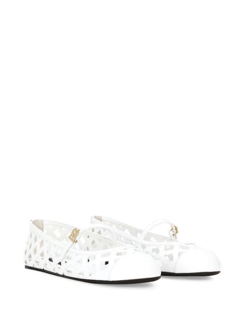 Dolce & Gabbana perforated leather ballerina shoes - White