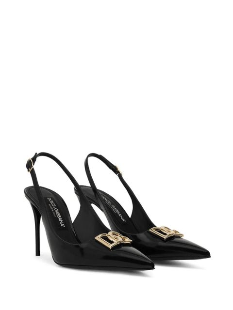 Dolce & Gabbana logo-plaque heeled slingback pumps - Black - zdjęcie produktu nr 2