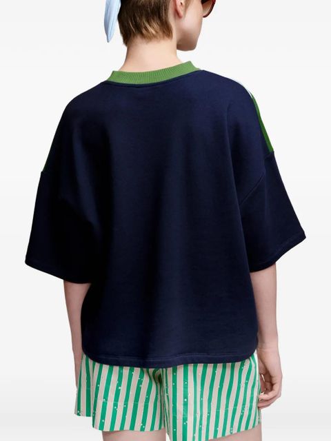 Essentiel Antwerp striped-pattern embroidered-detail sweatshirt - Blue