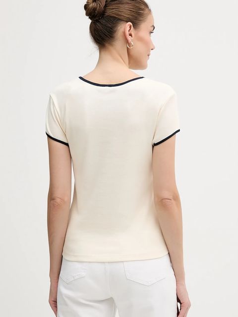 Tommy Hilfiger t-shirt bawełniany damski kolor beżowy WW0WW47881