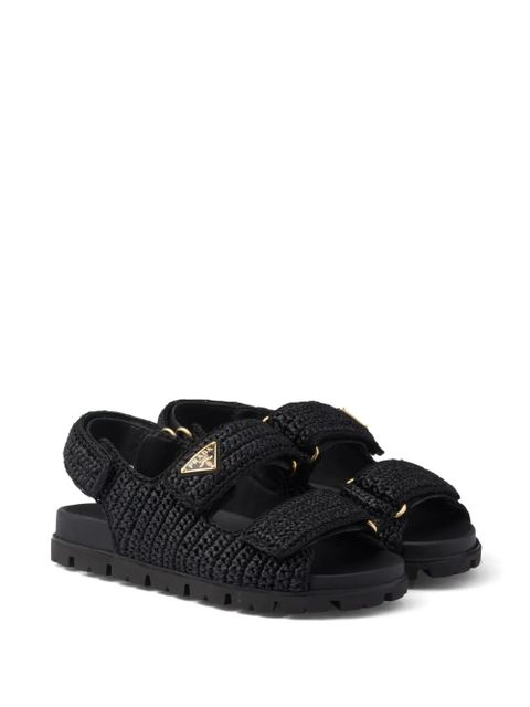 Prada logo-plaque woven sandals - Black - zdjęcie produktu nr 2