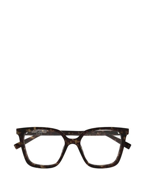 Saint Laurent Eyewear tortoiseshell-effect square-frame glasses - Brown - zdjęcie produktu nr 1