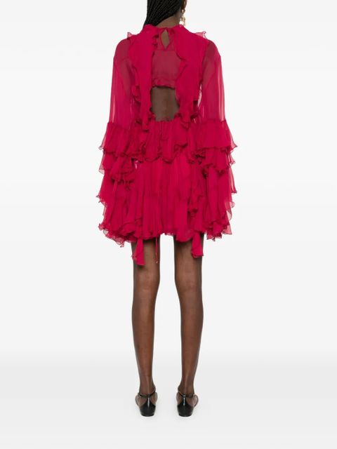 Chloé tiered-ruffles mini dress - Pink