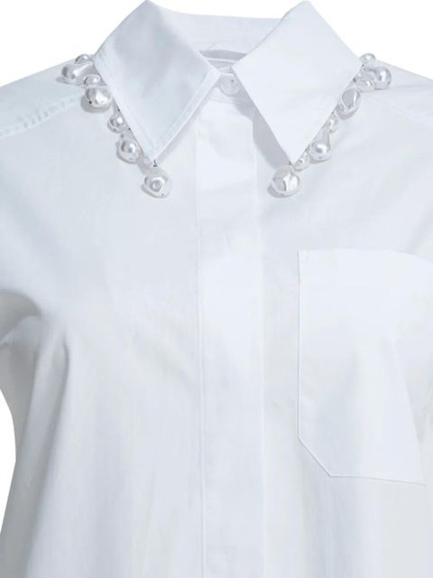 Max Mara pearl-embellished cropped shirt - White