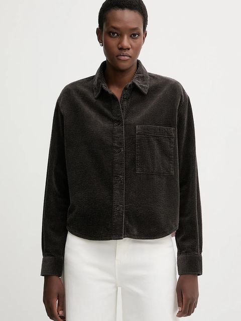 Marc O'Polo koszula sztruksowa damska kolor brązowy relaxed z kołnierzykiem klasycznym 5000007448 - zdjęcie produktu nr 1