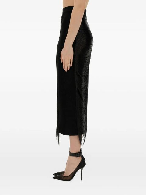 Alexander McQueen fringed-detail midi skirt - Black