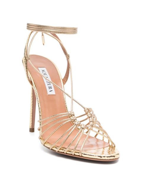 Aquazzura Ritmo tied leather ritmo sandals - Gold - zdjęcie produktu nr 2