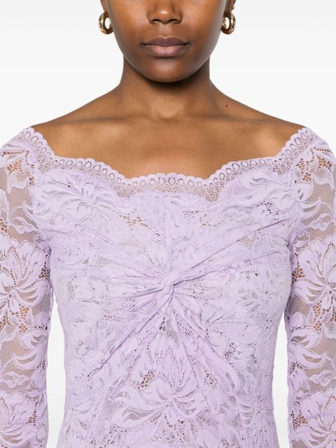 Rabanne Bardot-neckline lace maxi dress - Purple