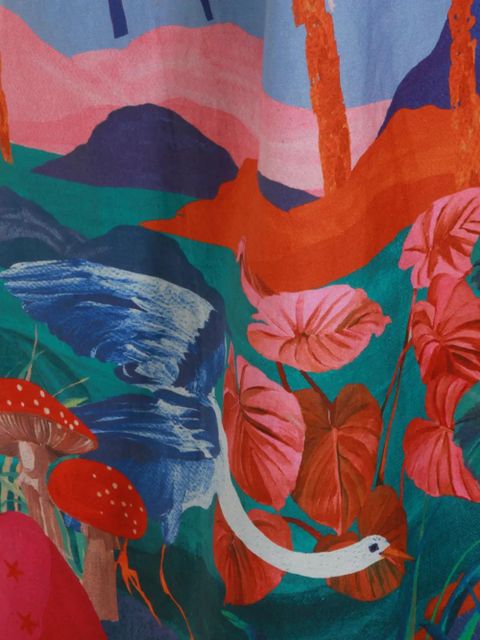 FARM Rio dream landscape embroidered midi dress - Blue