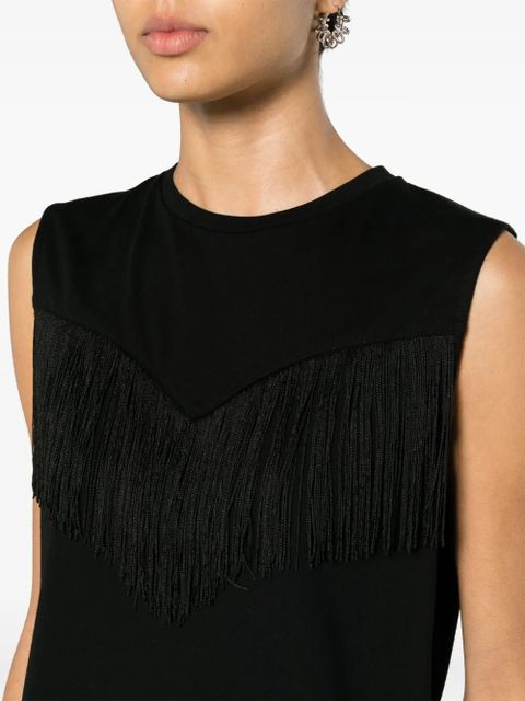 PINKO fringed cotton tank top - Black