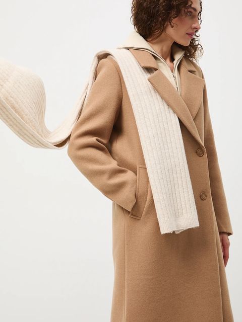 Medicine płaszcz z domieszką wełny damski kolor beżowy