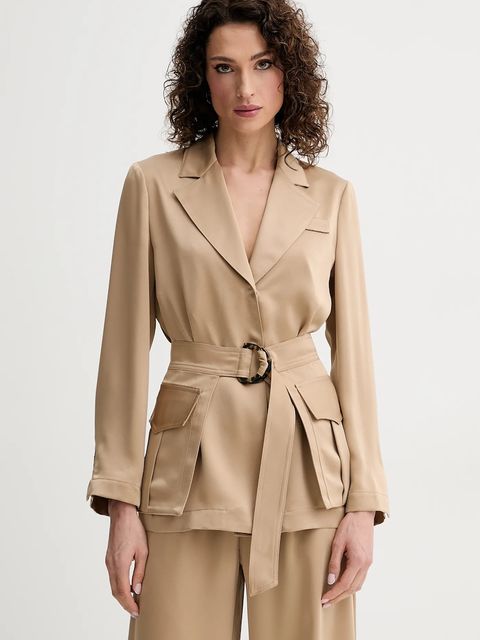 Simona Corsellini marynarka kolor beżowy jednorzędowa gładka P25CPGI00401 - zdjęcie produktu nr 1