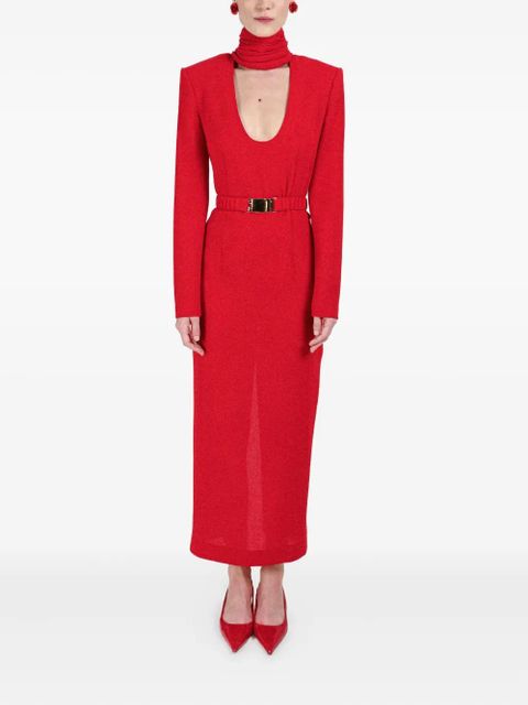 Rowen Rose draped-collar belted dress - Red - zdjęcie produktu nr 2