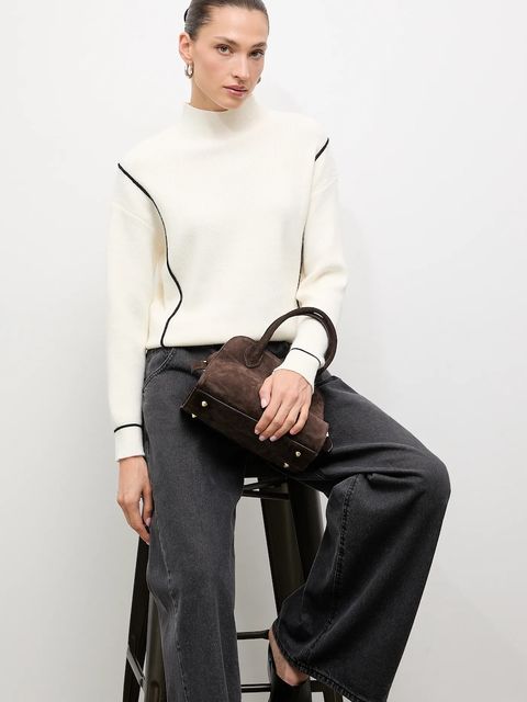 Answear.LAB sweter z kaszmirem damski kolor beżowy z półgolfem - zdjęcie produktu nr 1