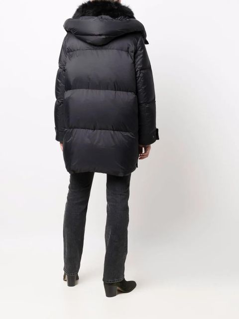 Yves Salomon lambswool-trim hooded down jacket - Black