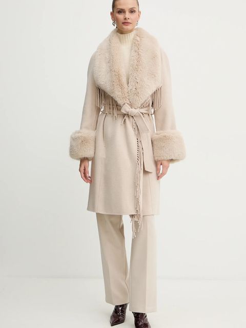 Marciano by Guess płaszcz z dodatkiem wełny LILIANA kolor beżowy 5BGL46 7125A - zdjęcie produktu nr 1