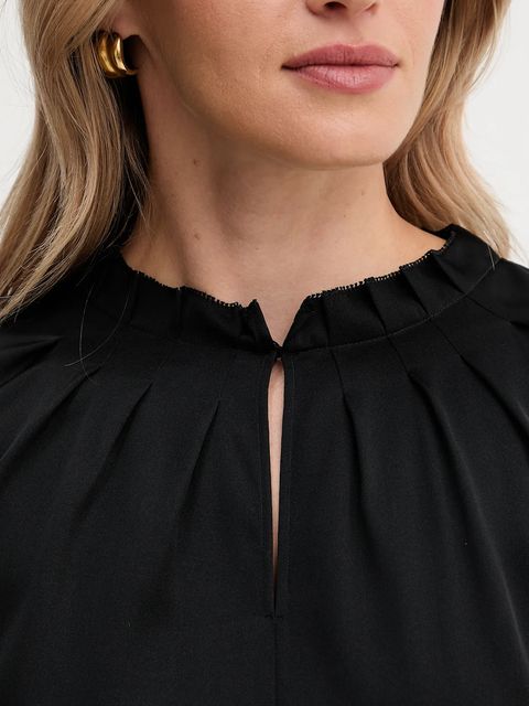BOSS bluzka jedwabna damska kolor czarny gładka 50548224