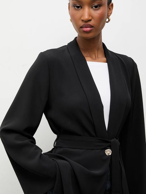 Answear.LAB marynarka kolor czarny jednorzędowa gładka