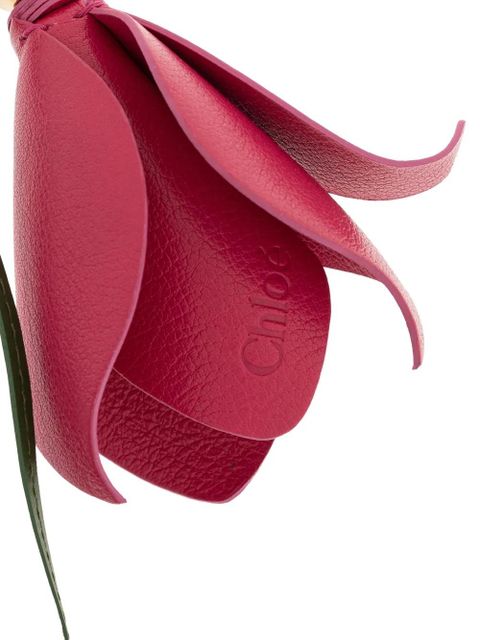 Chloé Tulip flower-pendant leather keyring - Pink