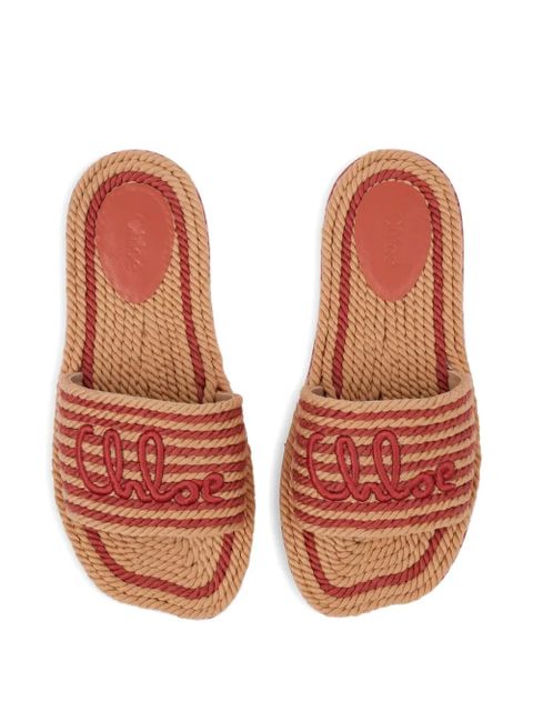 Chloé logo striped sandals - Neutrals